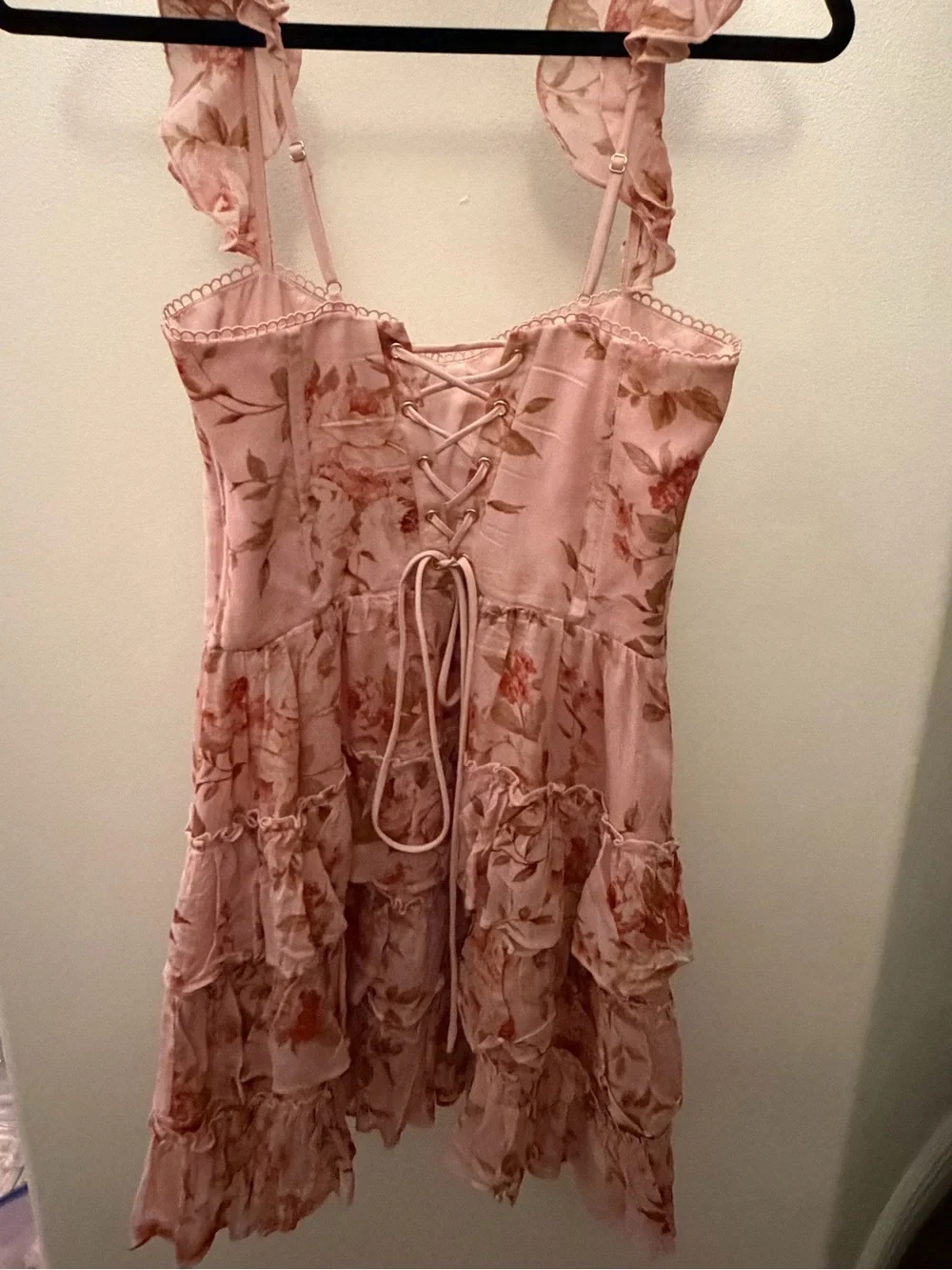 Altar'd State Dusty Pink Floral Dress with Lace Trim - Picture 2 of 5
